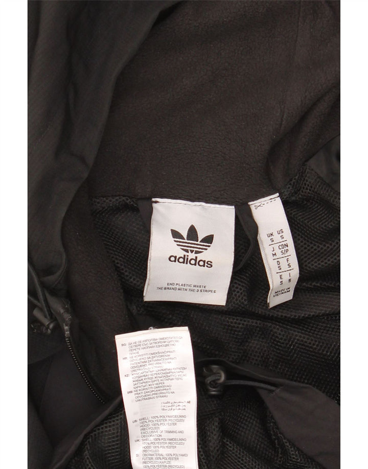 ADIDAS Mens Hooded Tracksuit Top Jacket Small Black Polyester Vintage Adidas and Second-Hand Adidas from Messina Hembry 