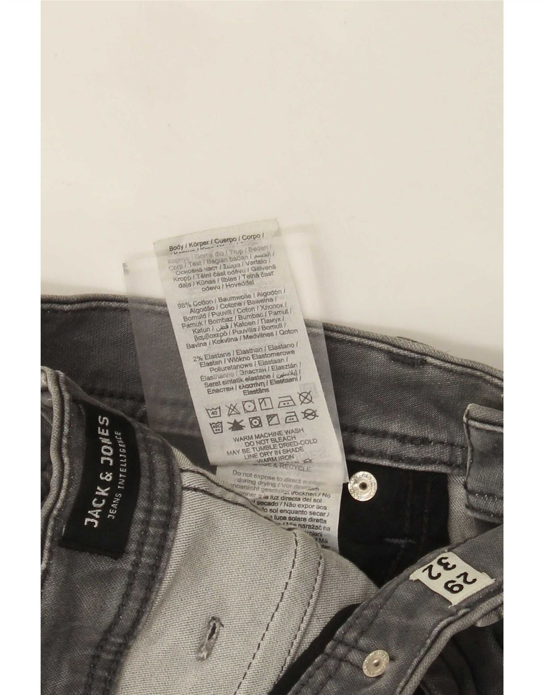 Jack & Jones Herren Slim Jeans W29 L32 Graue Baumwolle