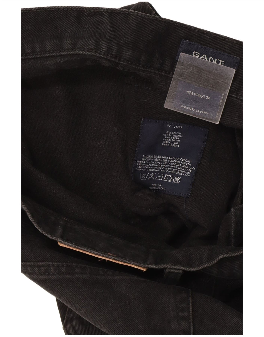 Gant Herren Straight Jeans W34 L32 Graue Baumwolle