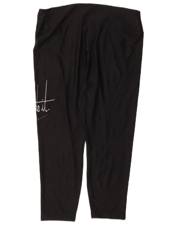NIKE Womens Dri Fit Graphic Capri Leggings UK 18 XL Schwarz Polyester
