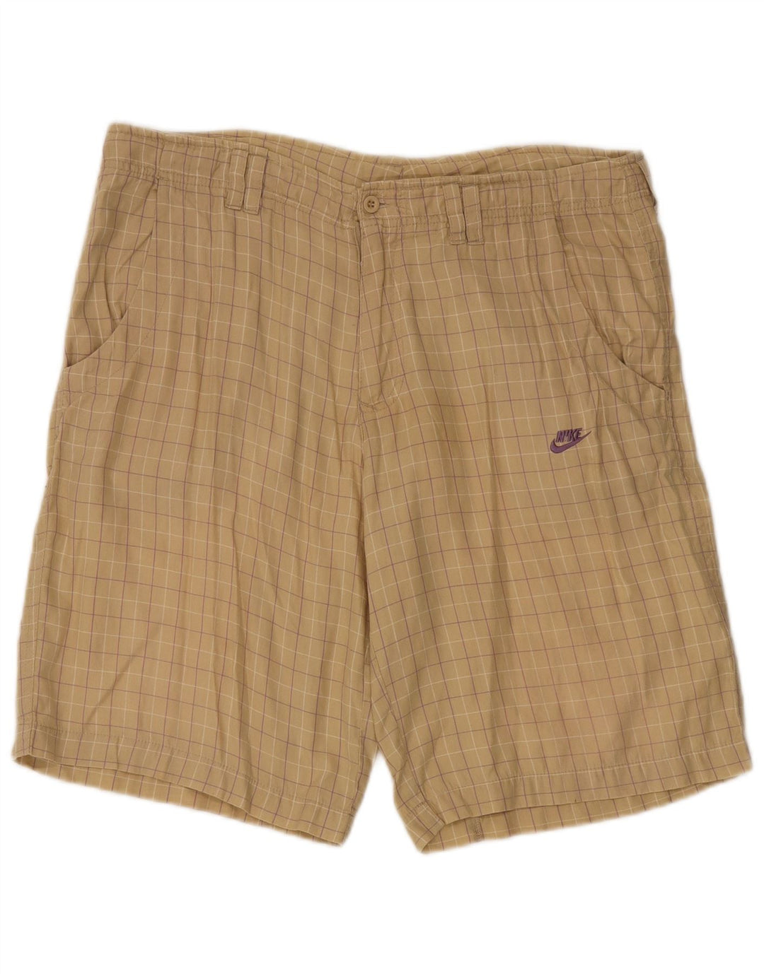 Nike Herren-Freizeitshorts Medium W36 Beige Check Viscose