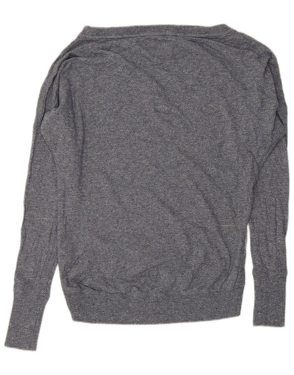 Superdry Damen-Sweatshirt-Pullover in Übergröße, Gr. 6, XS, grau gefleckte Baumwolle