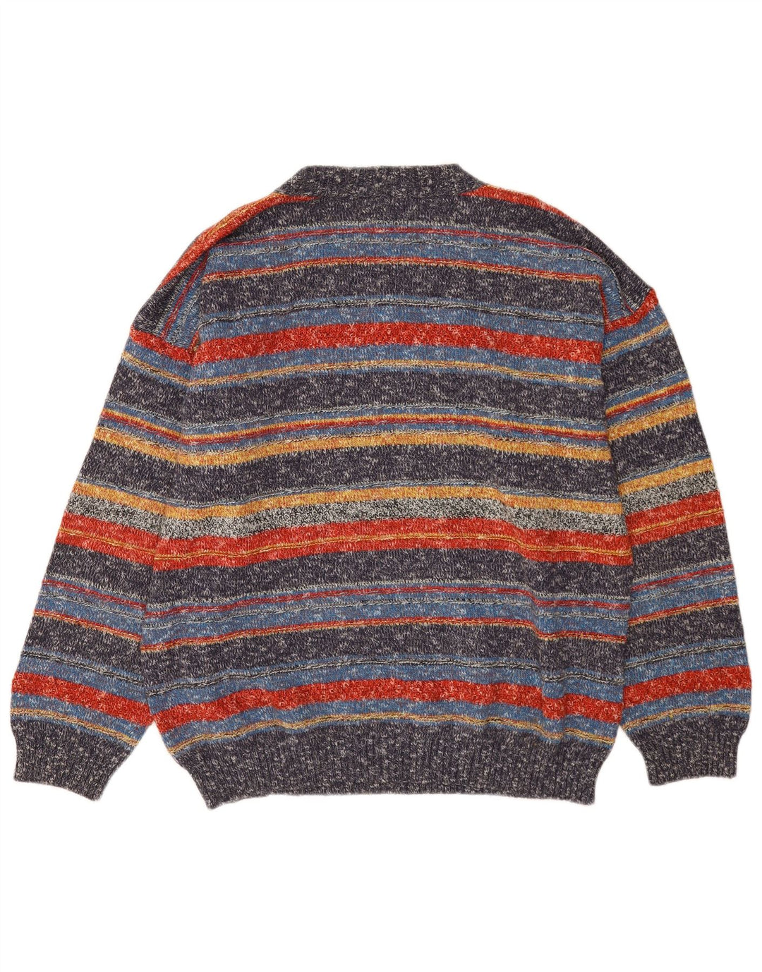 Oxymel Herren-Pullover mit V-Ausschnitt, groß, mehrfarbig, gestreift, Wolle