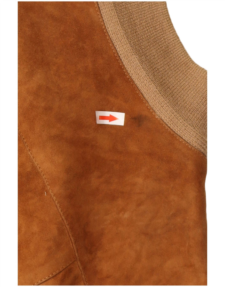 VINTAGE Herren Wildleder Bomberjacke UK 36 Small Beige