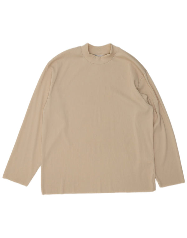 Zara Herren Top Langarm XL Beige Polyester