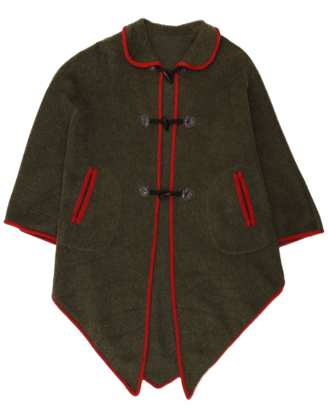 Vintage Damen Asymmetrischer Poncho Mantel Einheitsgröße Khaki