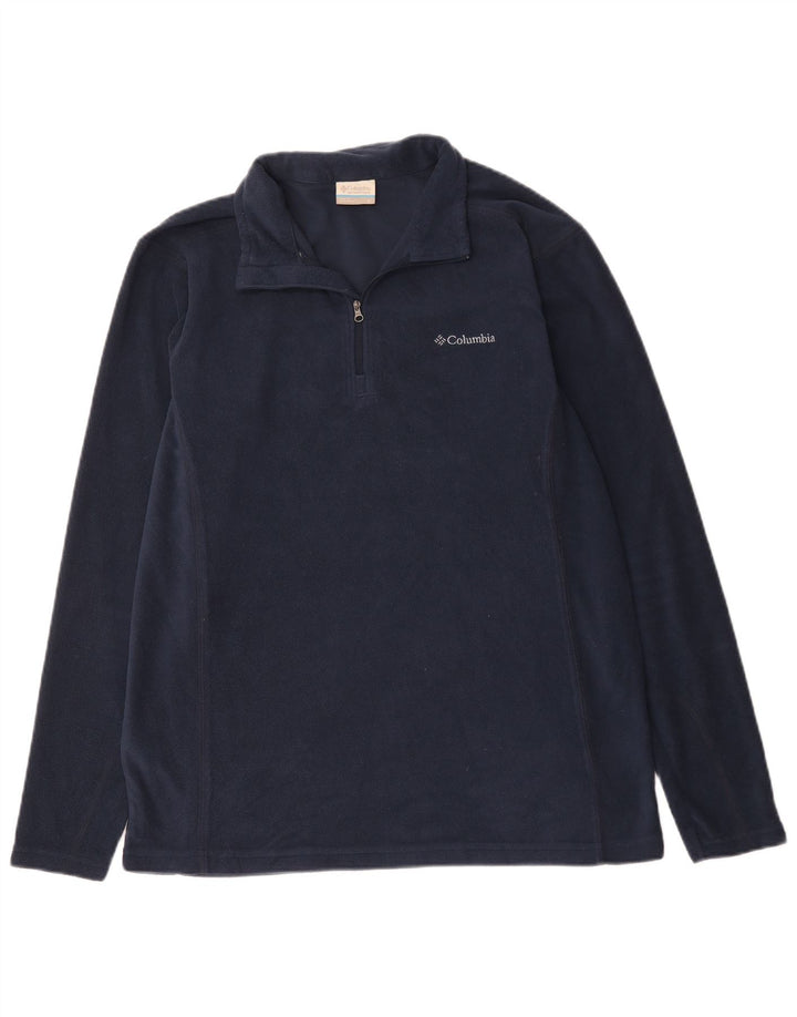 Columbia Herren-Fleecepullover mit Reißverschluss am Hals, groß, marineblaues Polyester
