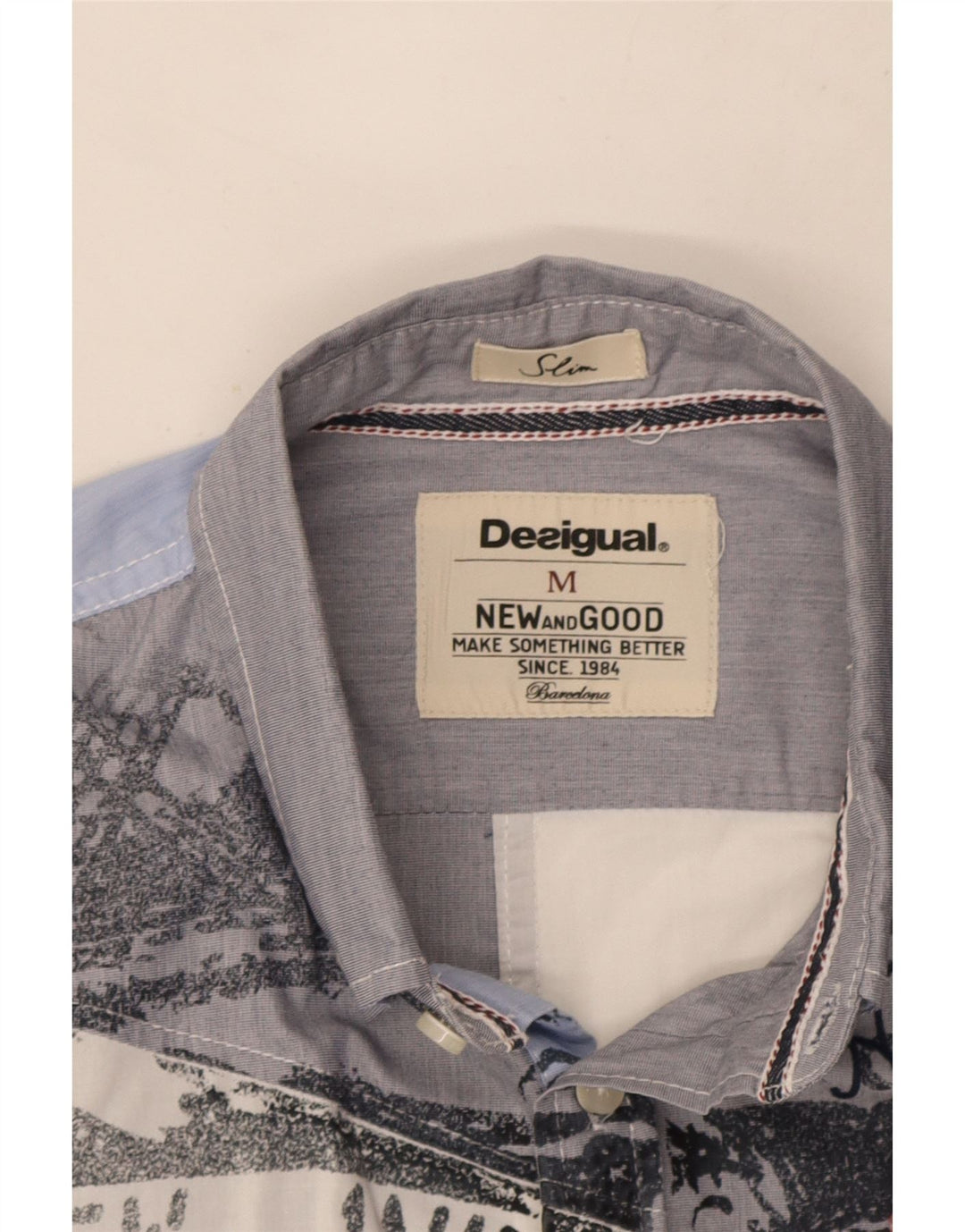 Desigual Herren Grafik-Slim-Fit-Hemd, mittelgroß, mehrfarbig, Farbblock