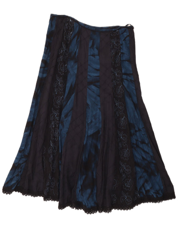 Marks & Spencer Damen Per Una A-Linienrock UK 12 Medium W32 Blau geblümt