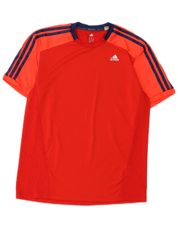 Adidas Herren Climacool T-Shirt Top Mittelrotes Colourblock-Polyester