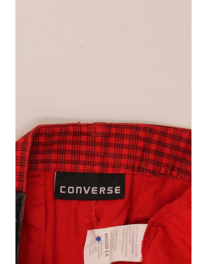 Converse Herren Cargo-Shorts W38 XL Rot kariertes Polyester