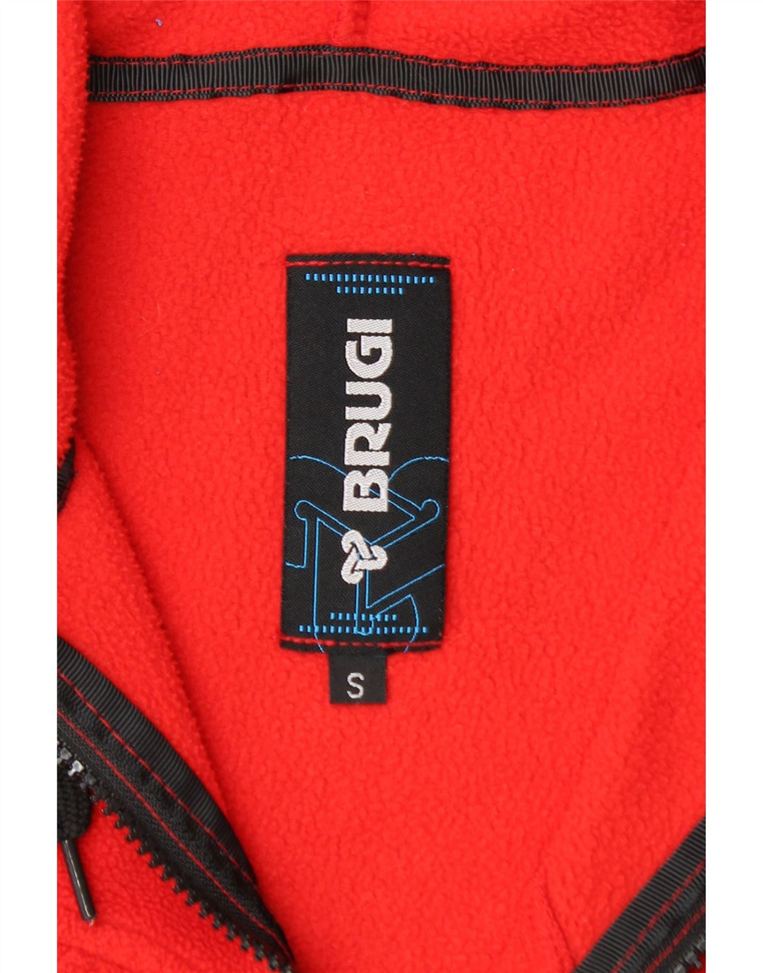Brugi Herren-Fleecejacke mit Kapuze, UK 36, klein, rotes Farbblock-Polyester