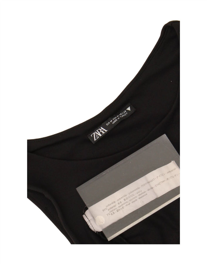 ZARA Womens Sleeveless Bodysuit UK 12 Medium Black Polyamide Vintage Zara and Second-Hand Zara from Messina Hembry 