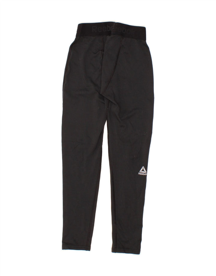 REEBOK Womens Capri Graphic Leggings UK 12 Medium  Black Vintage Reebok and Second-Hand Reebok from Messina Hembry 