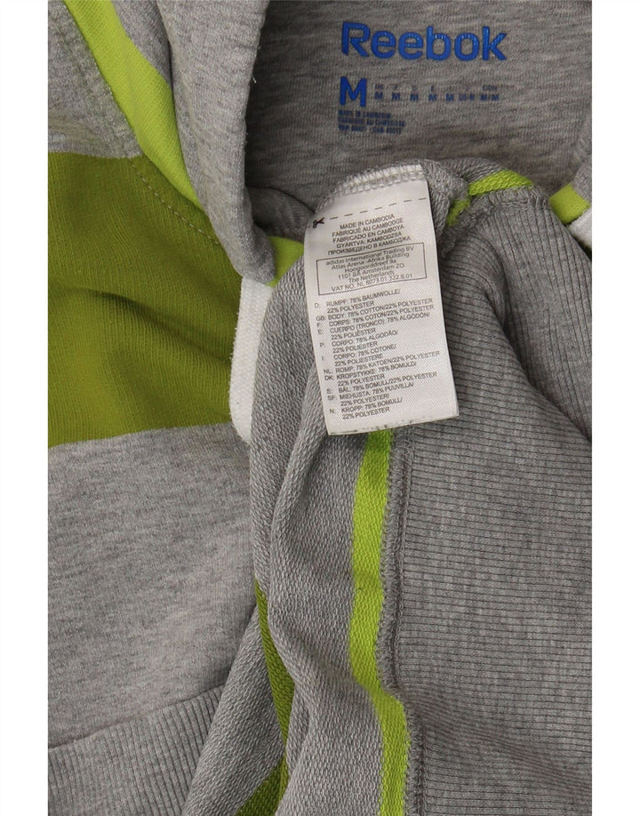 REEBOK Mens Hoodie Jumper Medium Grey Striped Cotton Vintage Reebok and Second-Hand Reebok from Messina Hembry 