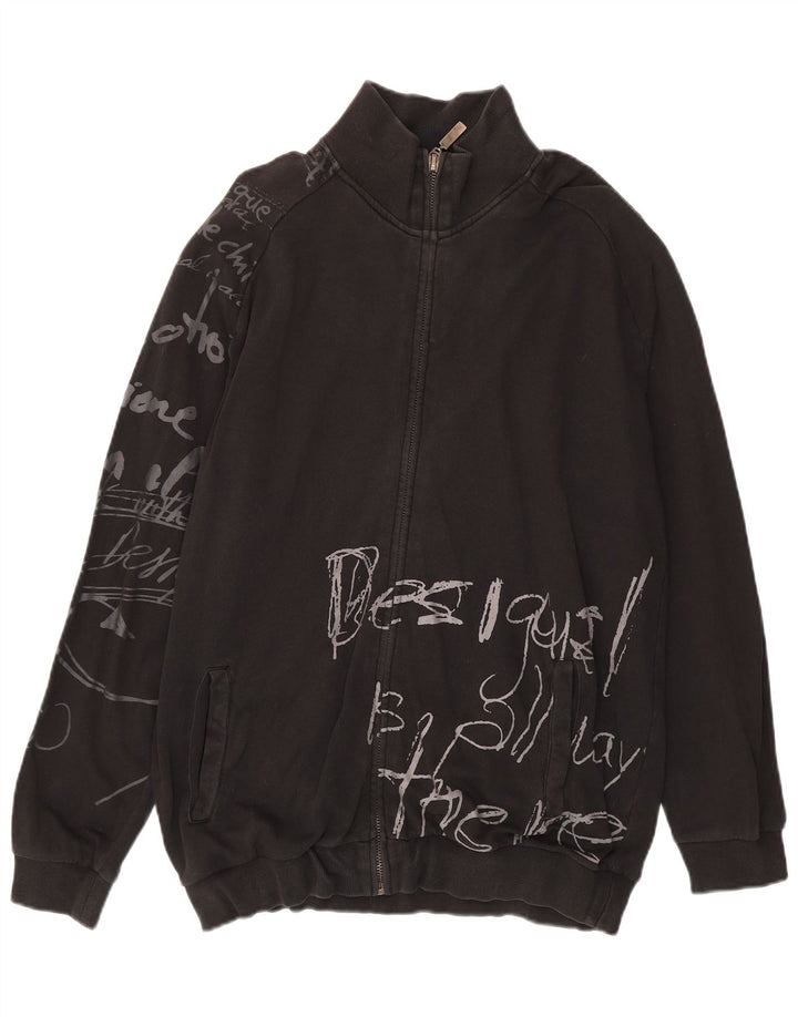 Desigual Herren Graphic Trainingsanzug Top Jacke XL Schwarz Baumwolle