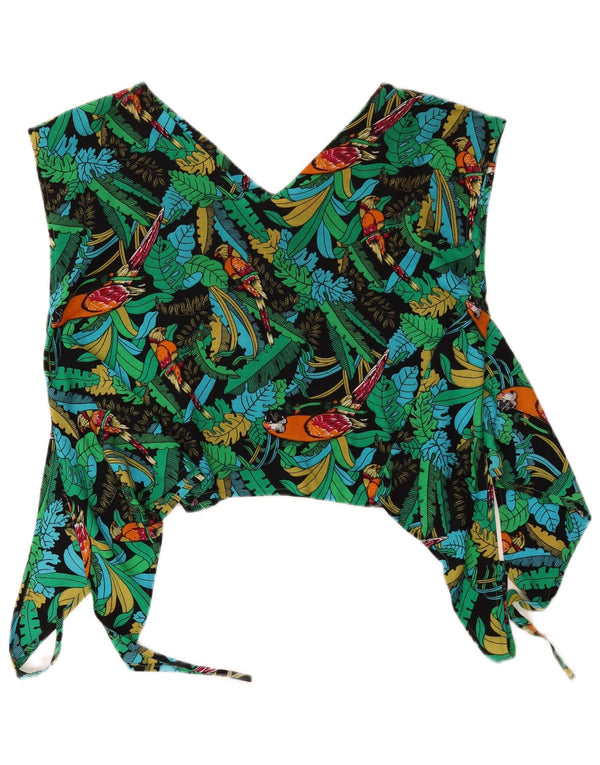 Vintage Damen 2-teiliges Rockset Medium W26 Grün floral hawaiianisch