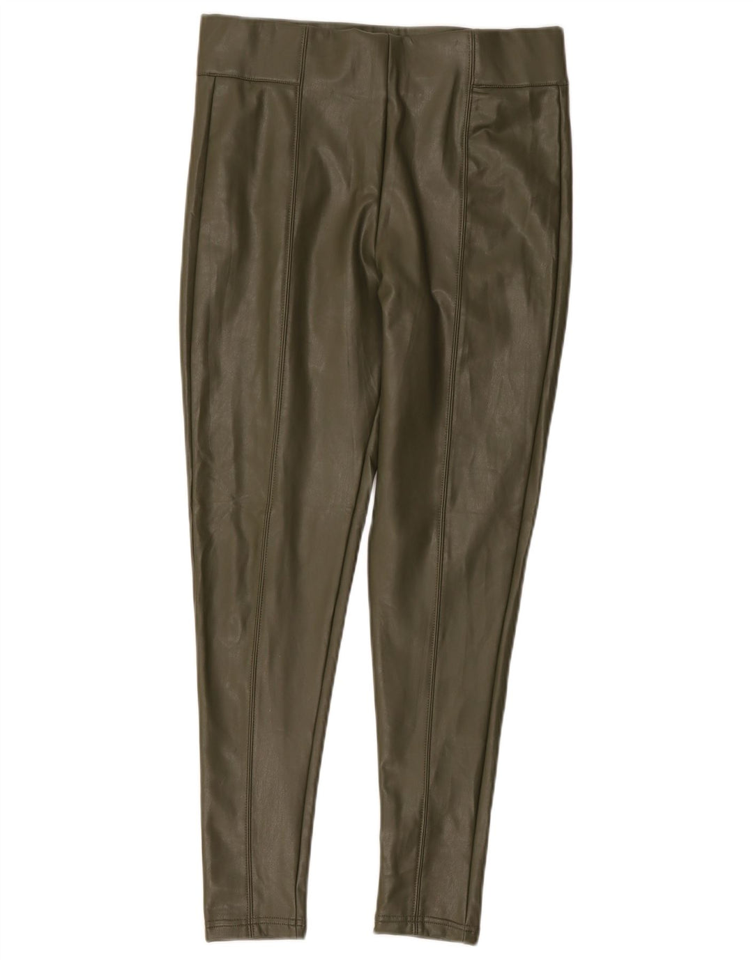 Marks & Spencer Damen-Leggings aus Kunstleder, UK 12, mittleres Khaki, Polyester