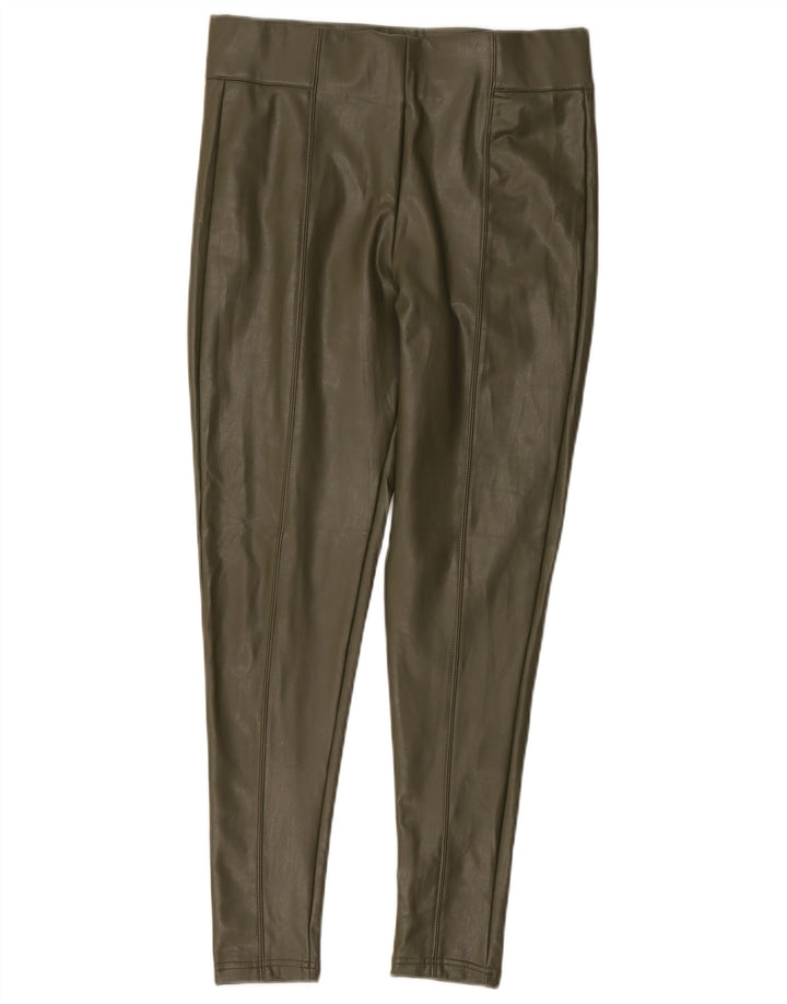 Marks & Spencer Damen-Leggings aus Kunstleder, UK 12, mittleres Khaki, Polyester