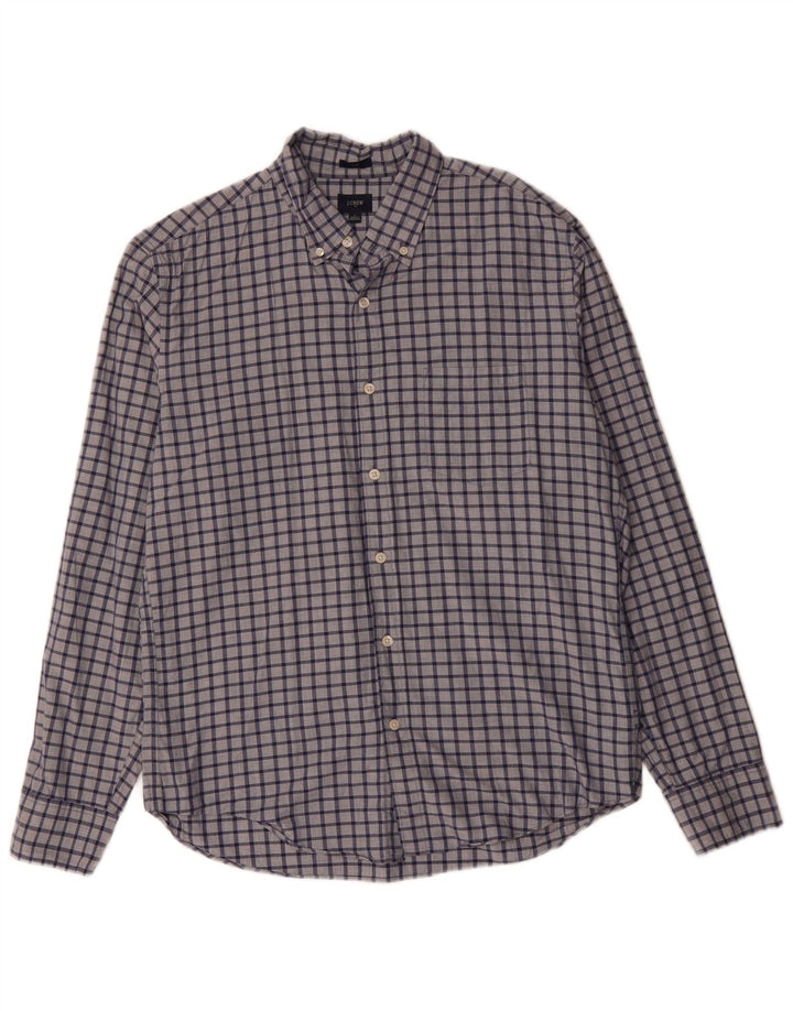 J. CREW Slim-Hemd für Herren, groß, marineblau, kariert, Baumwolle