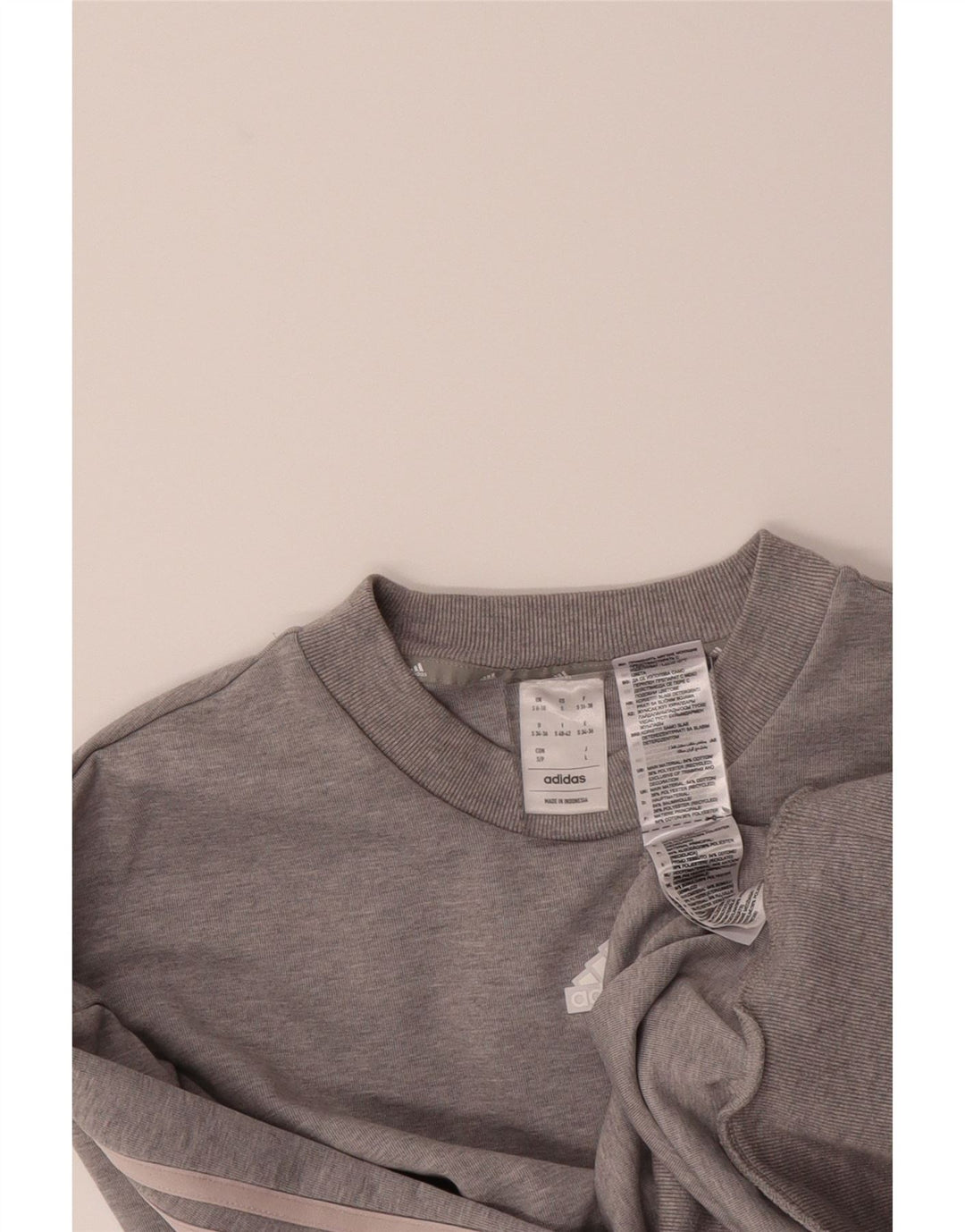 ADIDAS Womens Crop Oversized Sweatshirt Jumper UK 8/10 Small Grey Cotton