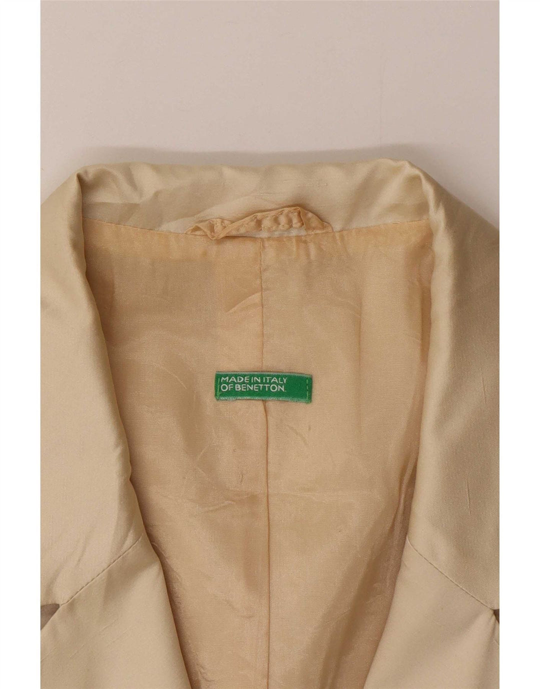 Benetton Womens Crop 3 Button Blazer Jacke IT 44 Medium Beige Polyester