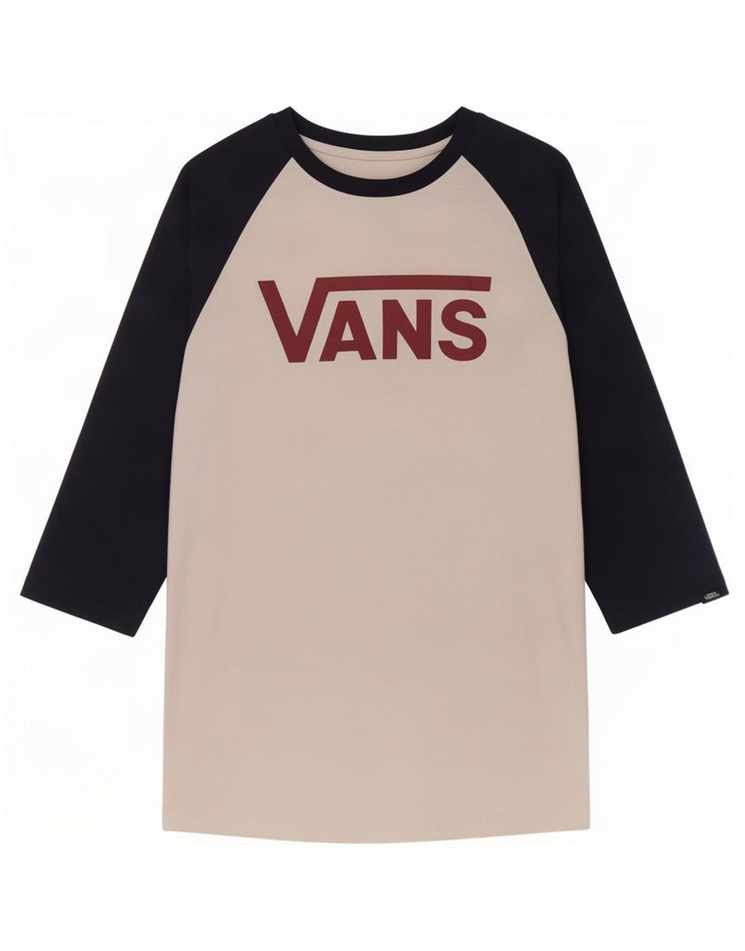Vans Slim-Fit-Oberteil für Herren, 3/4-Ärmel, mittelweiße Colourblock-Baumwolle