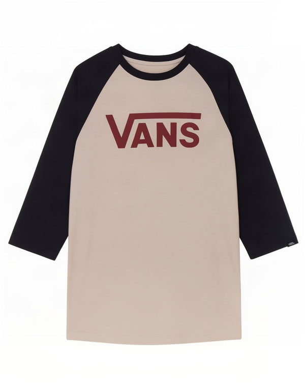 Vans Slim-Fit-Oberteil für Herren, 3/4-Ärmel, mittelweiße Colourblock-Baumwolle