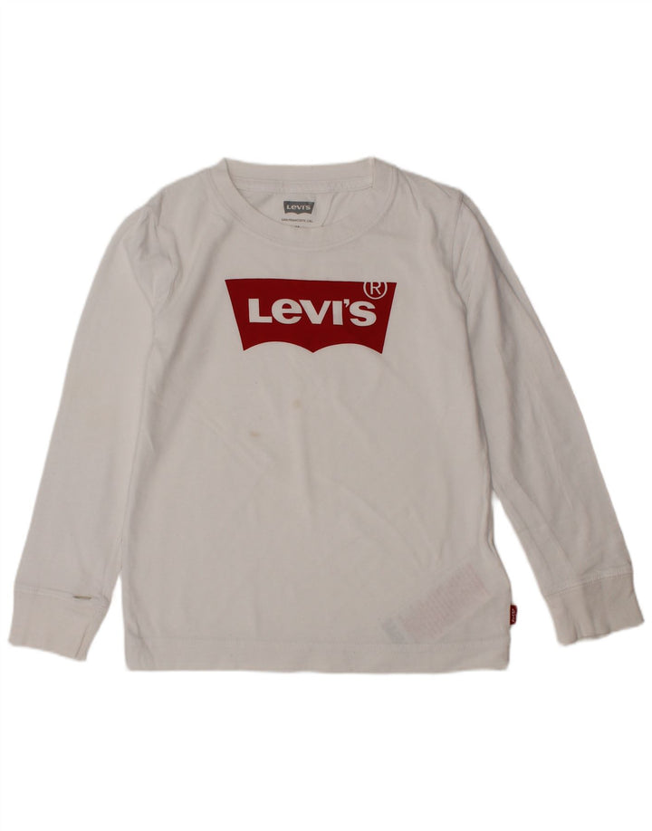 LEVI'S Boys Graphic Top Long Sleeve 3-4 Years White Cotton
