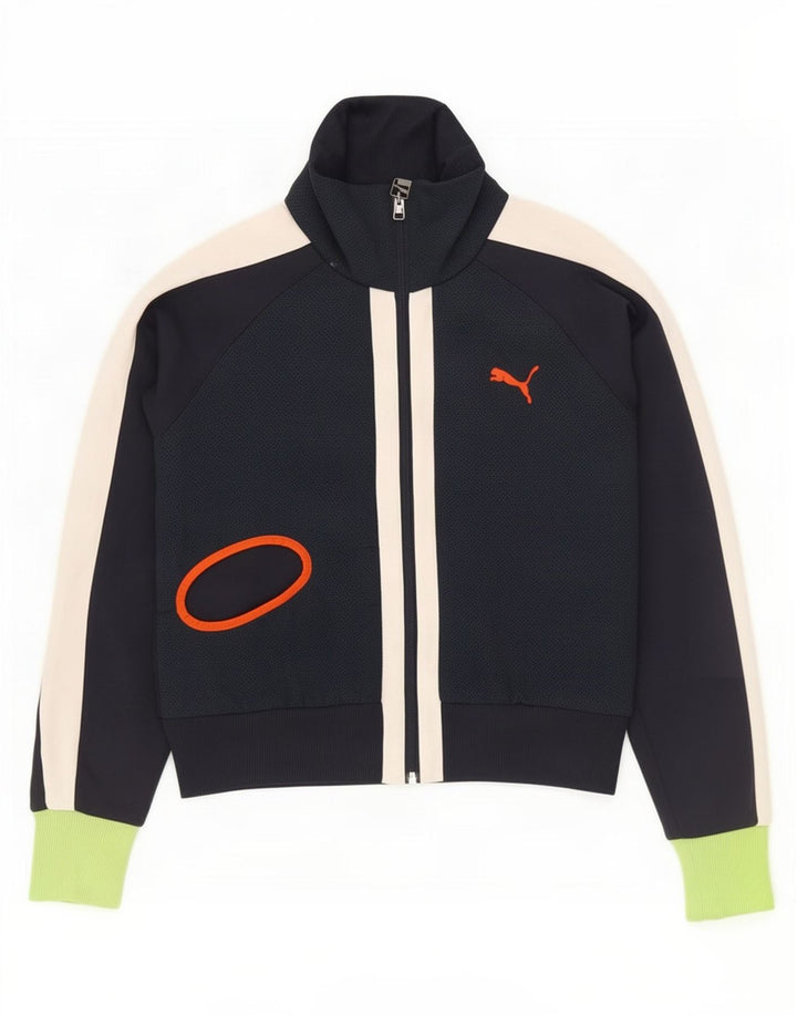 Puma Damen-Trainingsanzug-Top-Jacke, UK 10, Größe S, Marineblau, Farbblock
