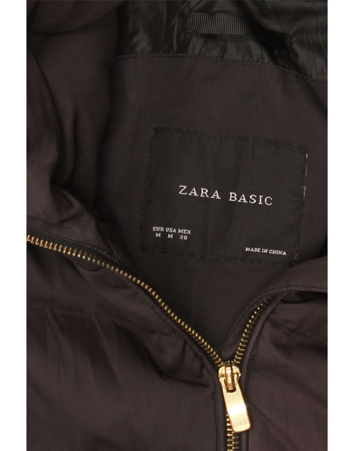 Zara Damen Wattierter Mantel UK 12 Medium Schwarz