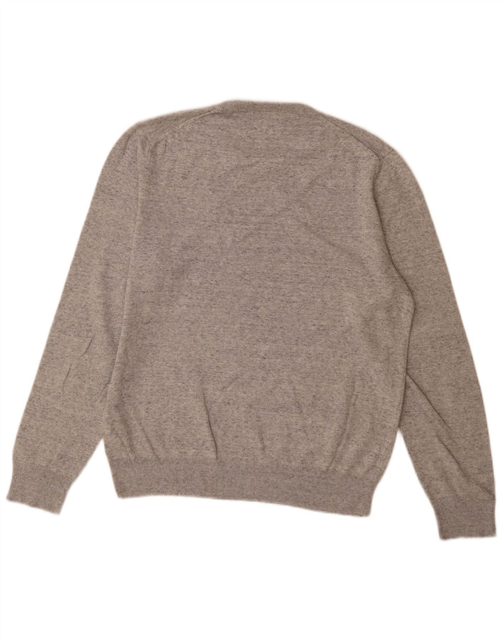 Marks & Spencer Herren-Pullover mit Rundhalsausschnitt, groß, grau gesprenkelte Baumwolle