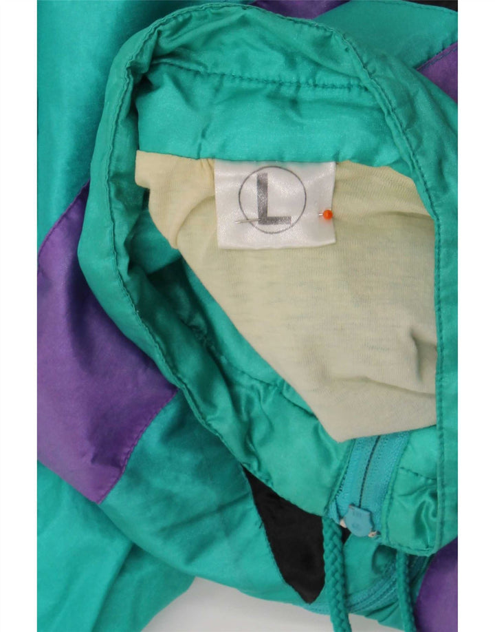 Vintage Herren-Trainingsanzug-Top-Jacke, großes grünes Colourblock-Polyamid