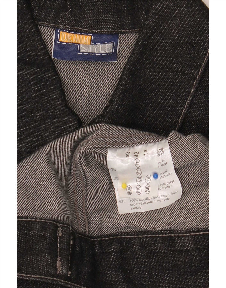 Denim Style Damen Jeansjacke UK 14 Große schwarze Baumwolle
