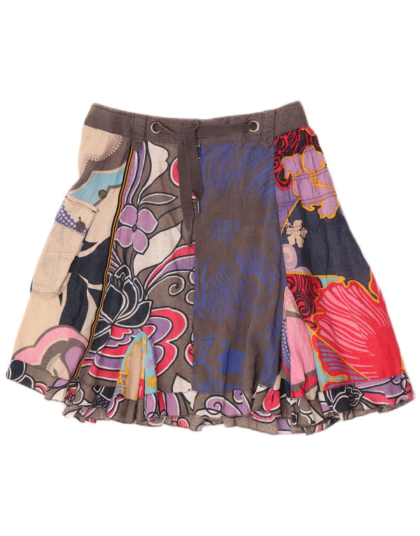 D.E.P.T Damen A-Linienrock XS W28 Mehrfarbiges Blumenleinen