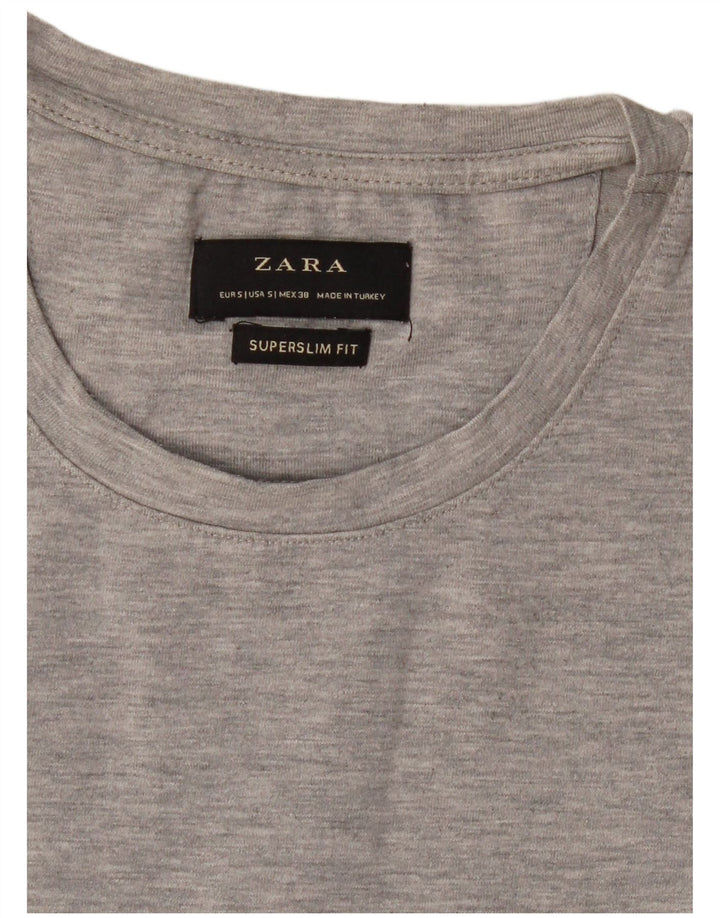Zara Herren Super Slim Fit T-Shirt Top Small Grau meliert