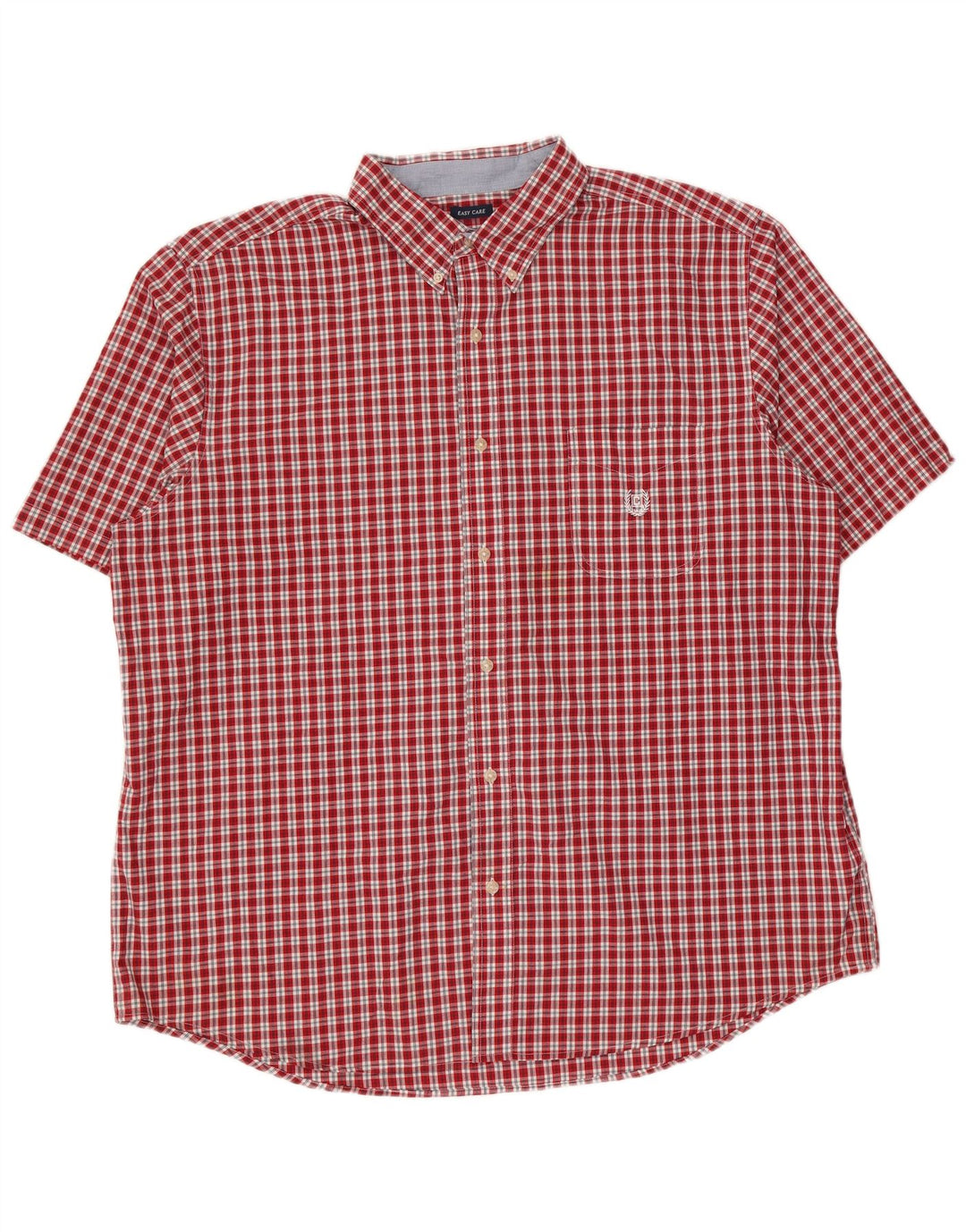 Chaps Herren-Hemd, pflegeleicht, kurzärmelig, 2XL, rot kariert, Baumwolle