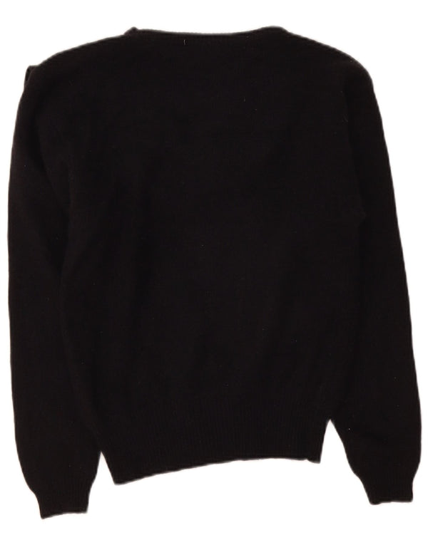 Vintage Damen V-Ausschnitt Pullover Pullover UK 10 Small Schwarz
