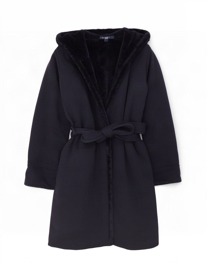 Lands End Damen Übergroßer Sherpa-Mantel mit Kapuze, Gr. 10, Marineblau