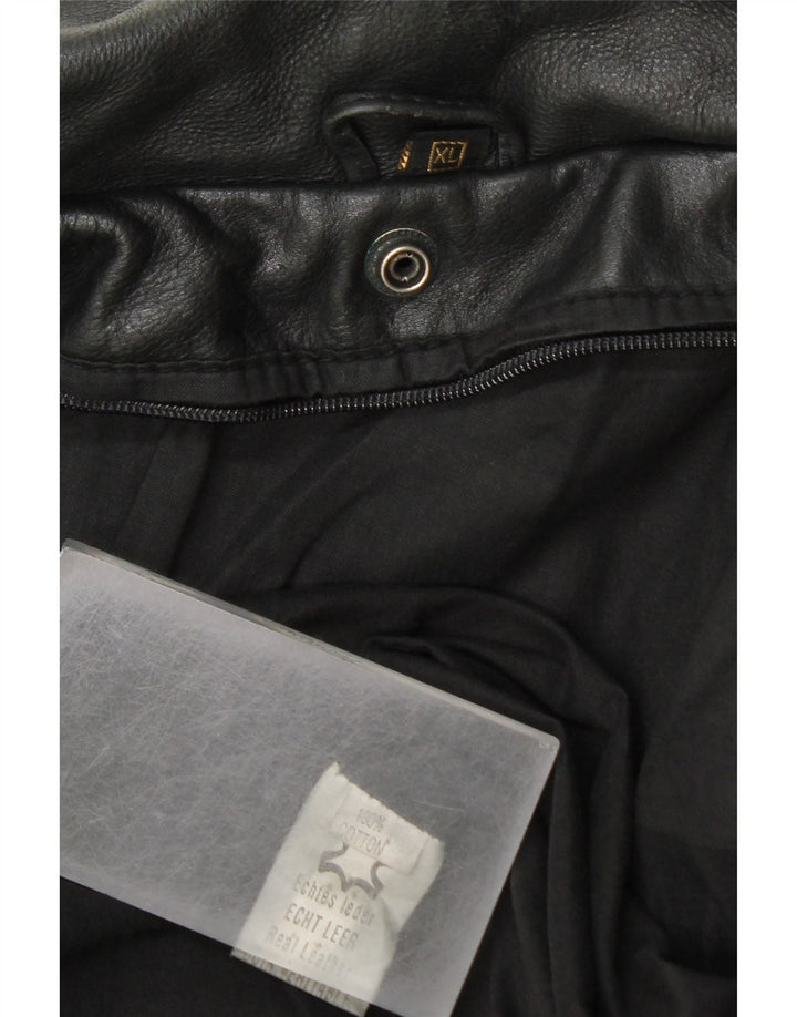 Vintage Herren Militärlederjacke UK 42 XL Schwarzes Leder