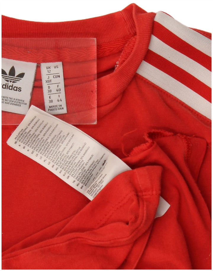 Adidas Damen T-Shirt Top UK 12 Mittelrote Baumwolle