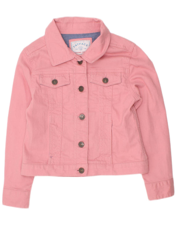 Fat Face Mädchen-Jeansjacke, 7–8 Jahre, rosa Baumwolle