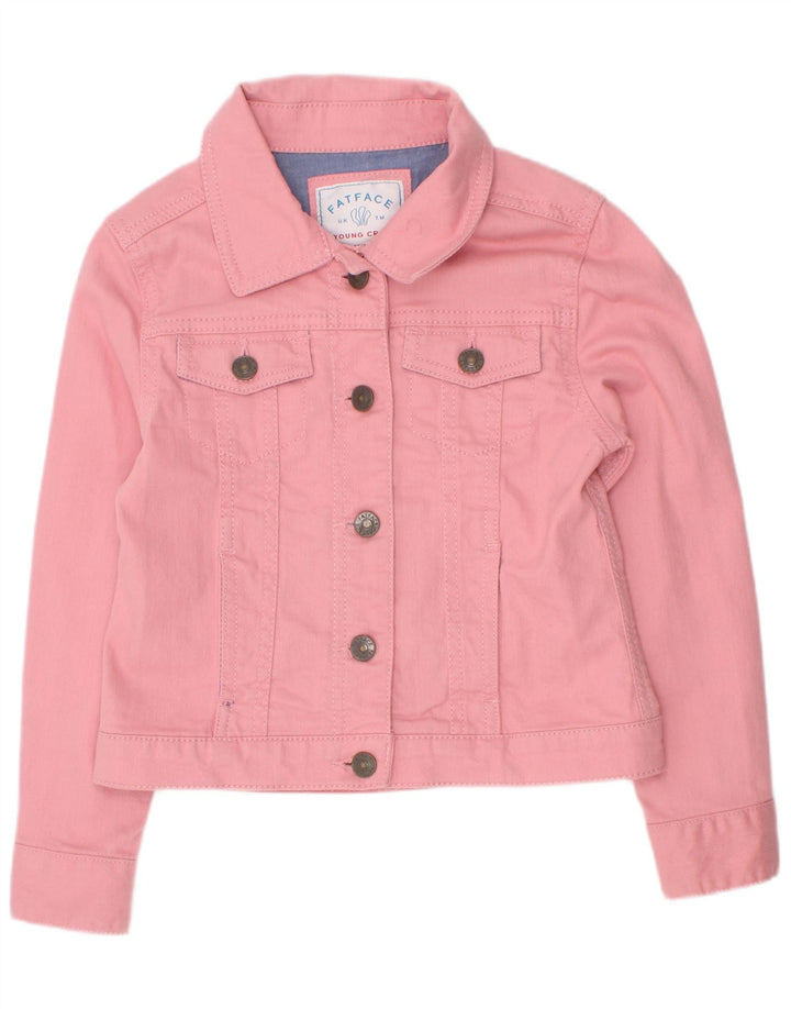 Fat Face Mädchen-Jeansjacke, 7–8 Jahre, rosa Baumwolle