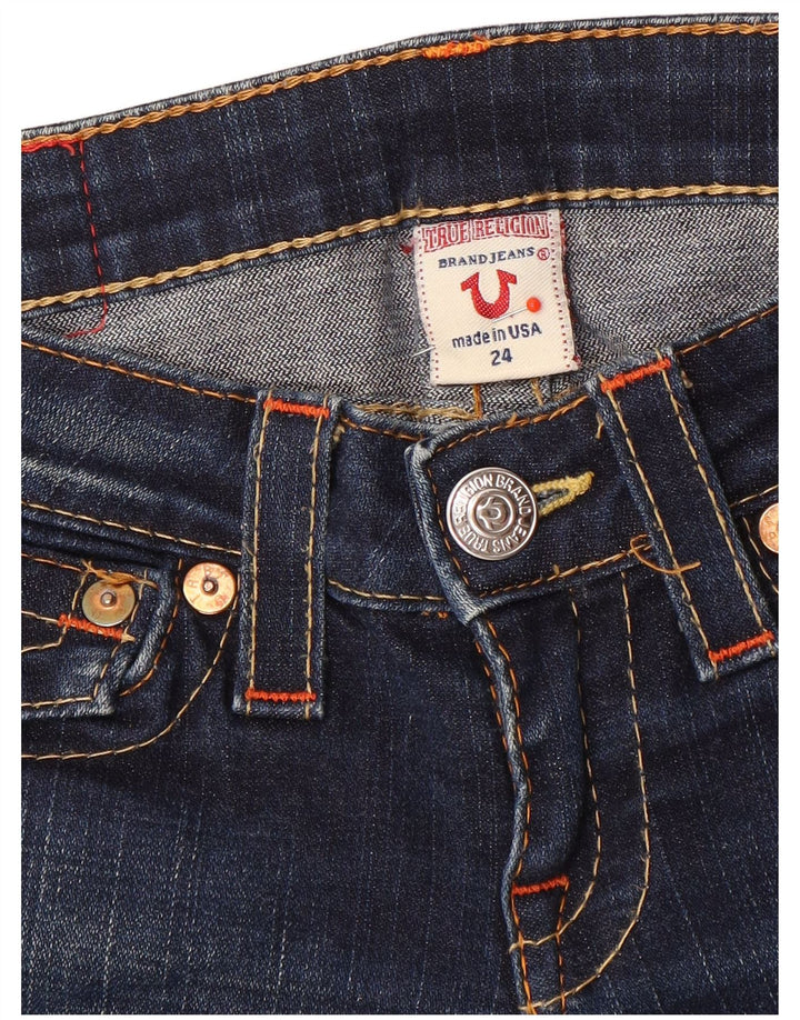 True Religion Damen Slim Bootcut Jeans W24 L33 Blaue Baumwolle