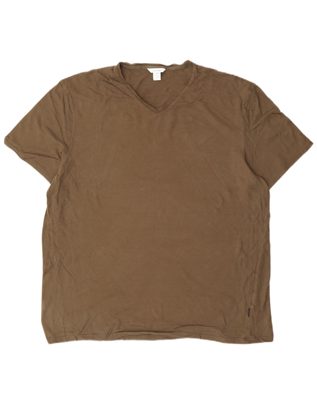 CALVIN KLEIN Herren T-Shirt Top 2XL Khaki Baumwolle