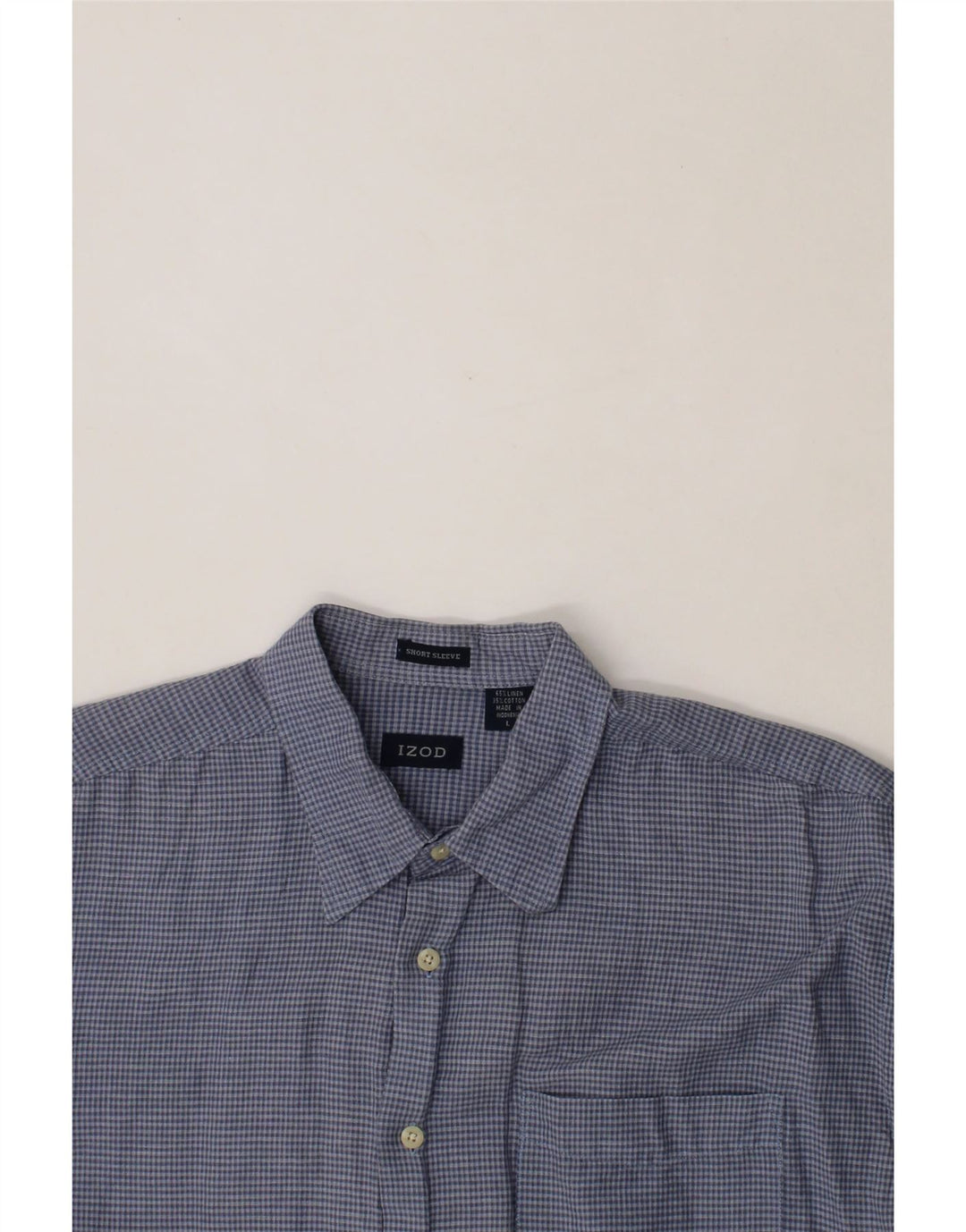 IZOD Mens Short Sleeve Shirt Large Blue Check Linen Vintage Izod and Second-Hand Izod from Messina Hembry 