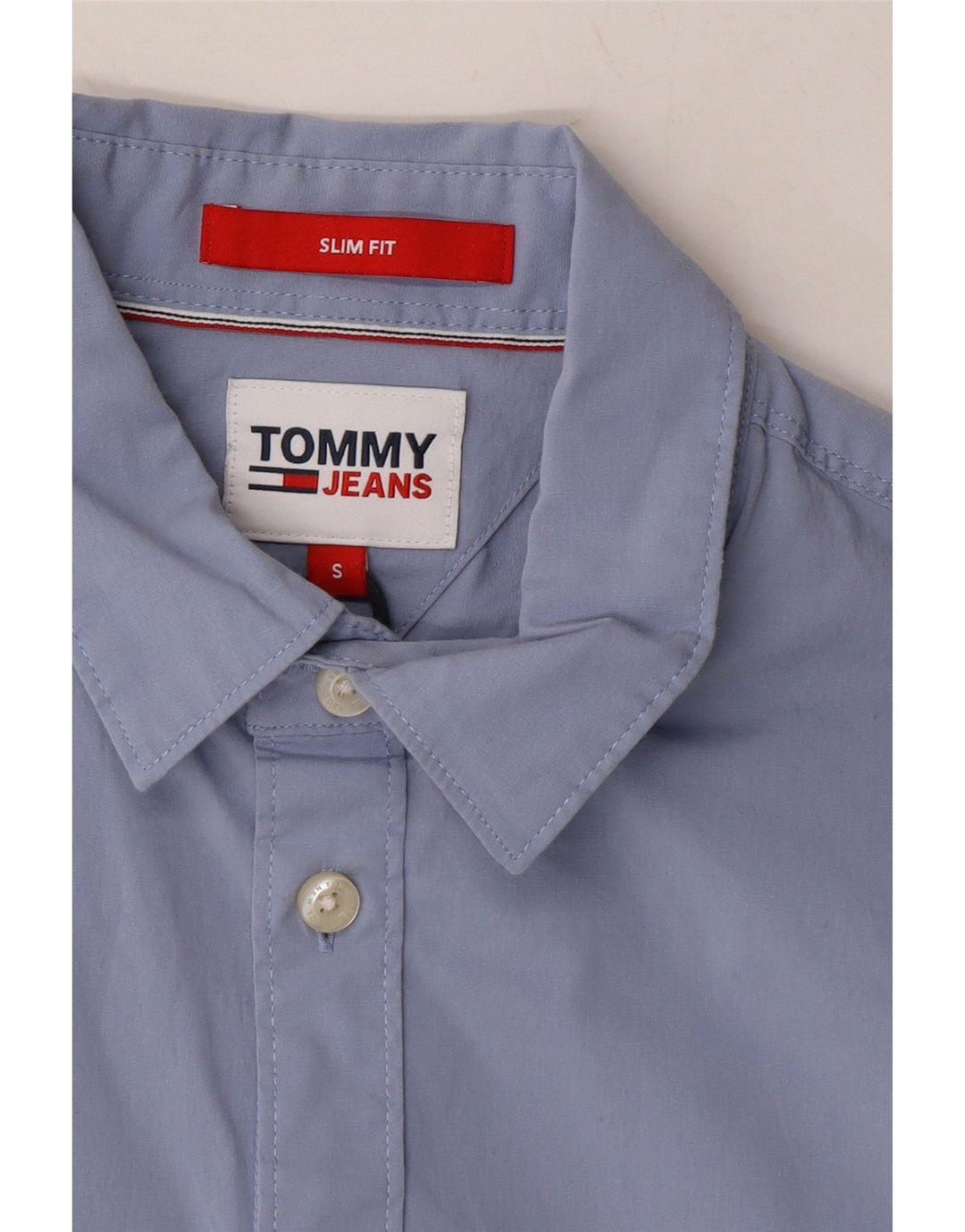 TOMMY HILFIGER Mens Slim Fit Shirt Small Blue Cotton Vintage Tommy Hilfiger and Second-Hand Tommy Hilfiger from Messina Hembry 
