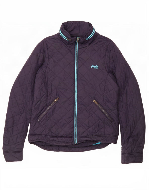 Superdry Steppjacke mit Kapuze für Damen, UK 16, Größe L, marineblaues Nylon