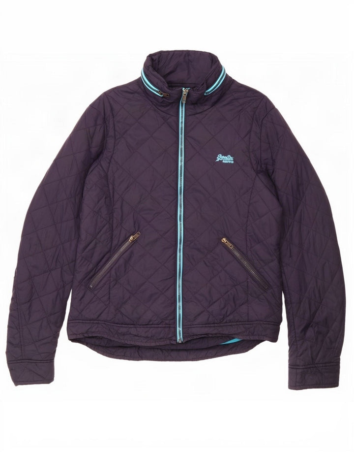 Superdry Steppjacke mit Kapuze für Damen, UK 16, Größe L, marineblaues Nylon