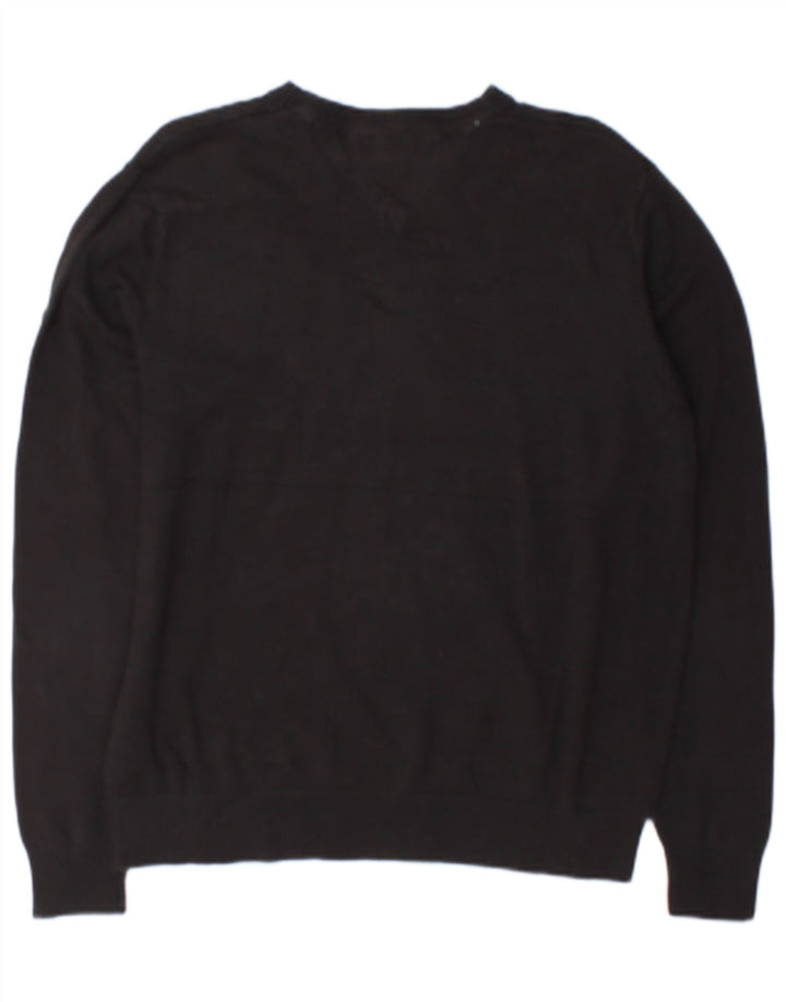 Tommy Hilfiger Herren-Pullover mit V-Ausschnitt, Größe S, graue Baumwolle